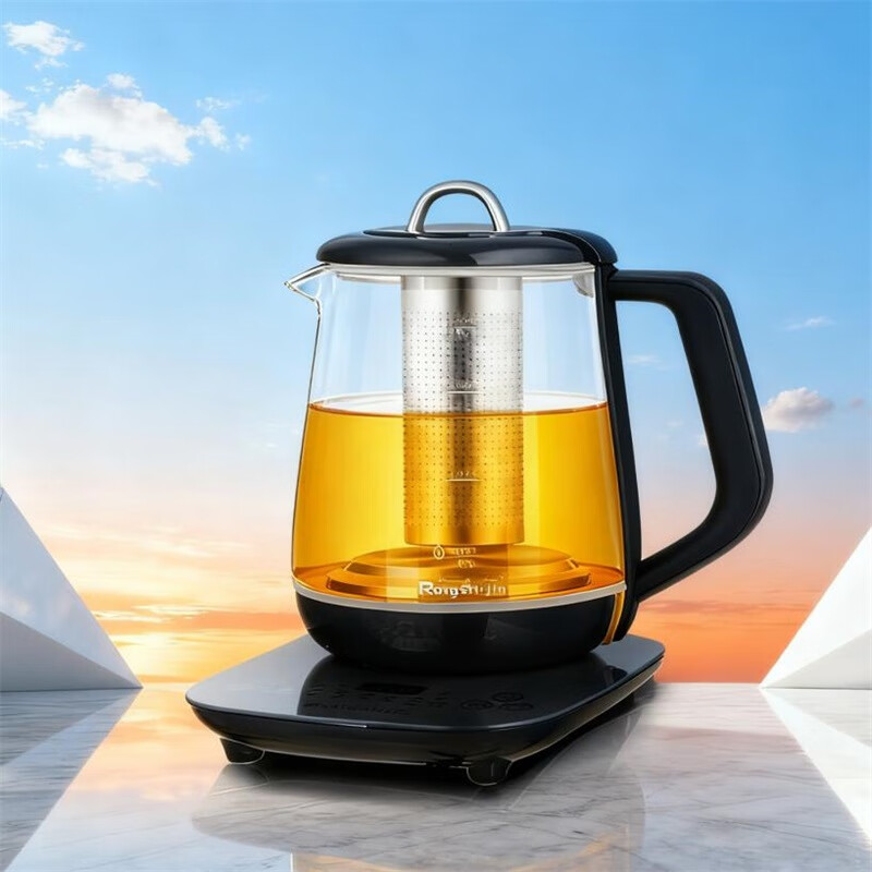 荣事金（Rongshijin）养生壶家用多功能全自动加厚玻璃电热烧水壶煮茶器花茶壶SD-1500Y 黑灰色 1.5L