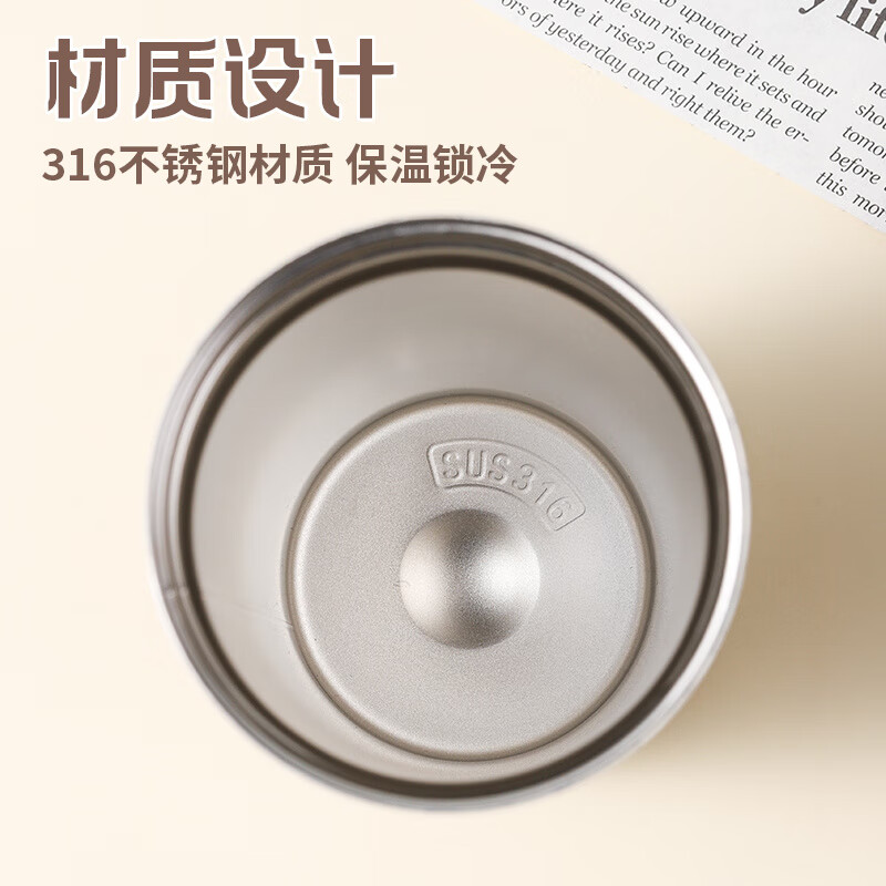 保温杯便携式咖啡杯吸管水杯男女学生上学专用随身携带 -白色铃兰花 500ml