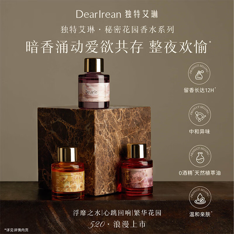 独特艾琳（Dear lrean）圣诞礼物香水秘密花园淡香持久留香清新女士高端香水节日礼物女士 浮靡之水 12ml 秘密花园香水