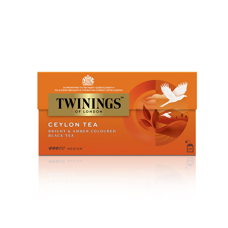 TWININGS英國唐寧進口斯里蘭卡錫蘭紅茶茶包英式奶茶專用茶葉茶粉 唐寧錫蘭紅茶*1盒(25袋) 50g