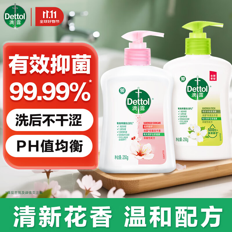 滴露抑菌洗手液滋润250g+绿茶250g