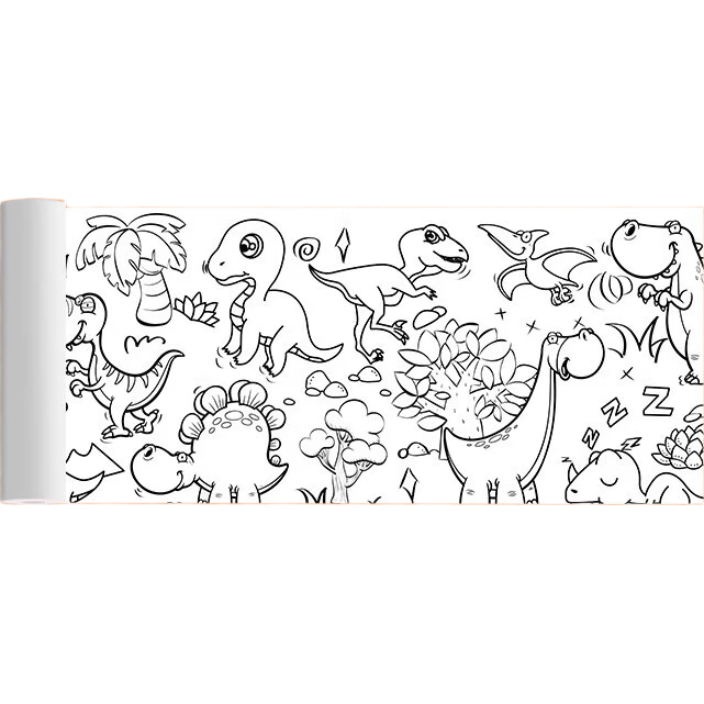 涂鸦大画纸儿童填色绘画纸画卷幼儿园宝宝涂色画布画画本画册蜡笔 （生活用品+水果蔬菜+交通用品+美味食物） 300mm*900mm