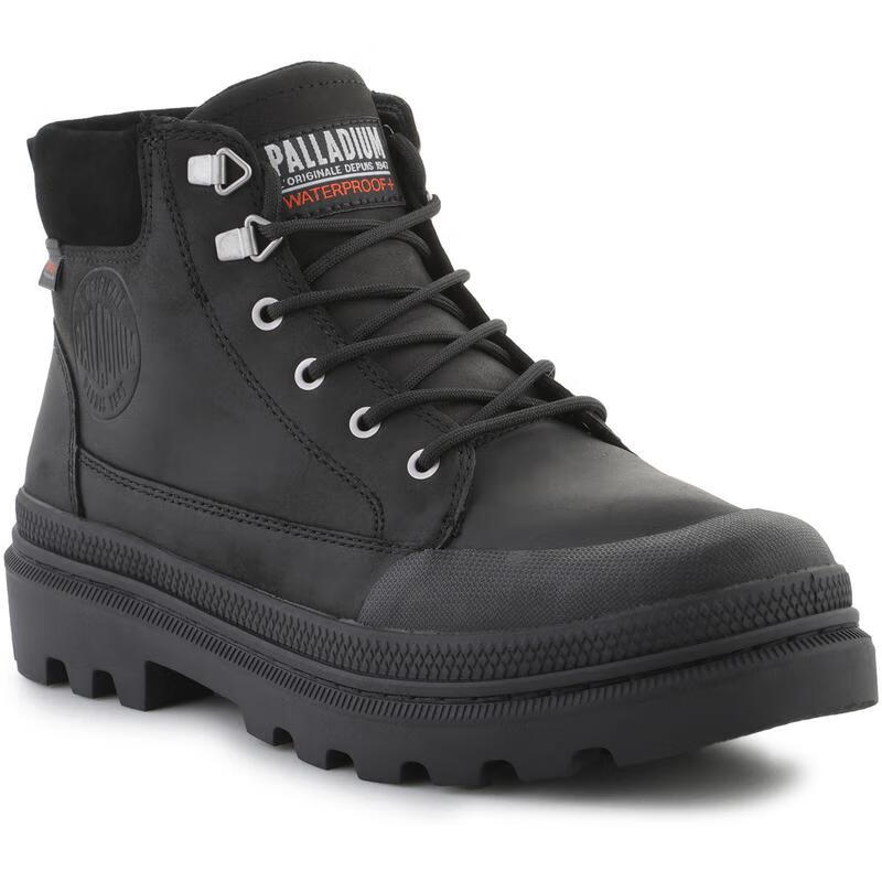 帕拉丁（PALLADIUM）新款男士马丁靴防水耐用防滑透气黑色高帮系带户外徒步工装靴 Black 40