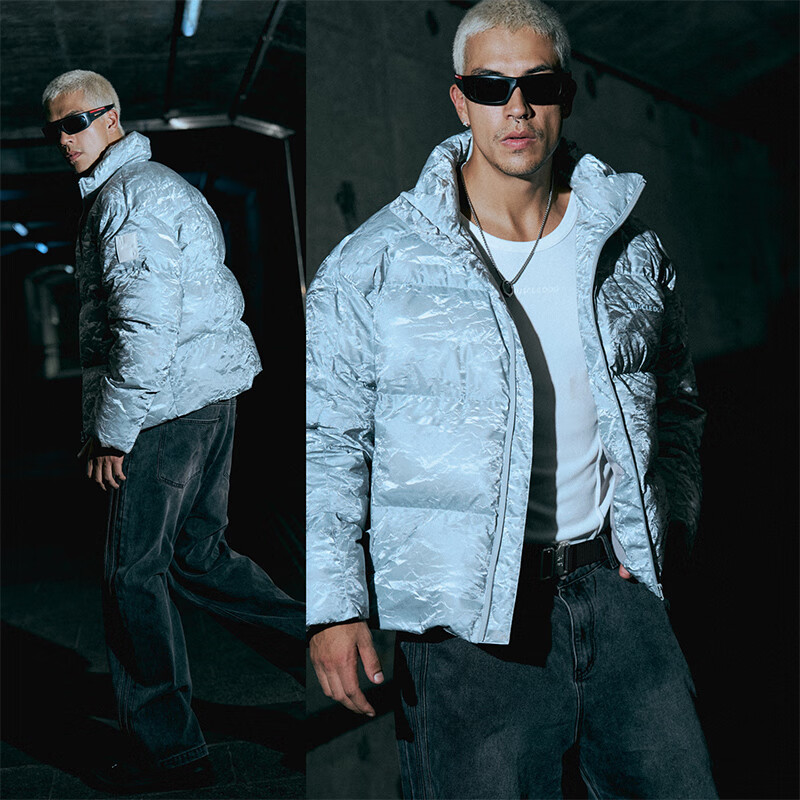 MUSCLE DOG肌肉狗 羽绒服外套男秋冬立领防风保暖外套防泼水鸭绒服外套 银色 3XL