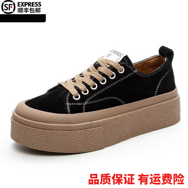 回力洞款帆布女鞋板鞋女2025春新款运动休闲秋季鞋百搭小众设计小白鞋子 黑色 40