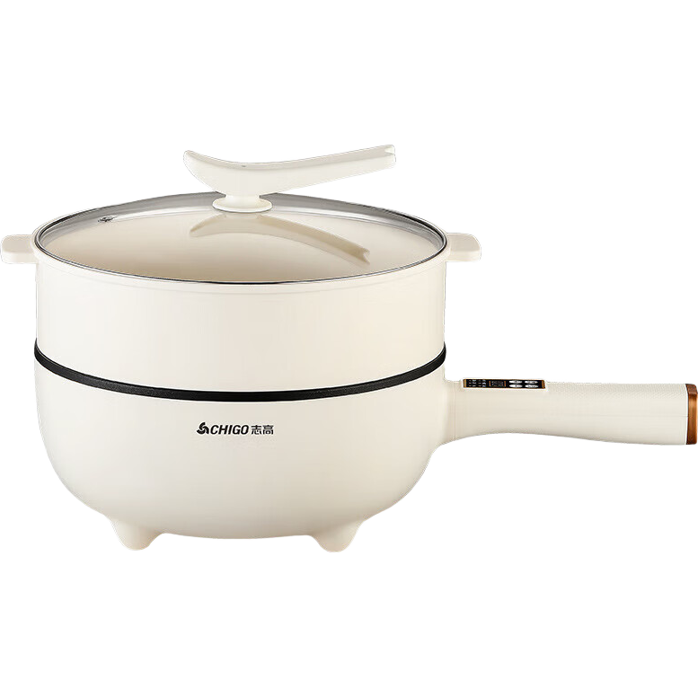 志高（CHIGO）電炒鍋電蒸鍋電燉鍋蒸蟹鍋電煮鍋多功能一體電熱鍋蒸煮煎炒一體家用大容量5-6人加厚加深黑陶晶內膽 【機械款 】4.5L底鍋  志高電炒鍋