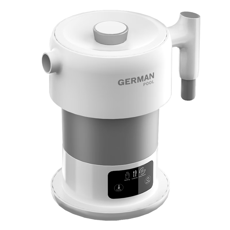 德國寶折疊電熱水壺 便攜式旅行燒水杯 食品級硅膠電水壺 出差旅行電熱杯 寬電壓雙電壓100~240V通用 0.6L 全球通用智能變壓便攜式折疊水壺