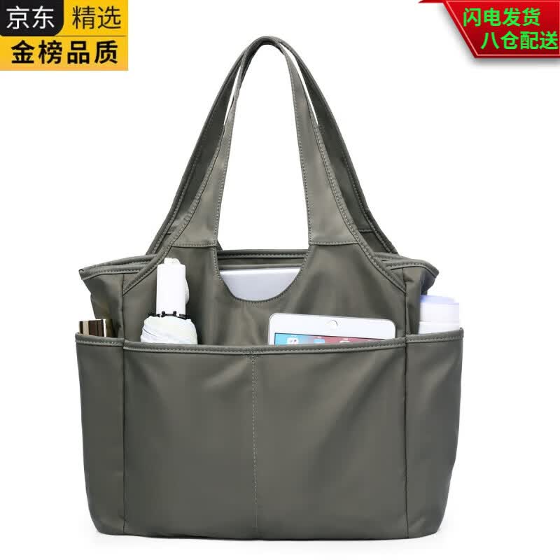 GUIG德国进口品质女士大容量帆布托特包短途手提旅行包多隔层单肩包上 橄榄绿
