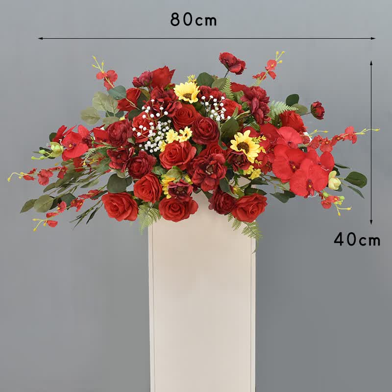 台仿真花 2025新款演讲台讲台花假花仿真花会议室桌面摆 红色向日葵款