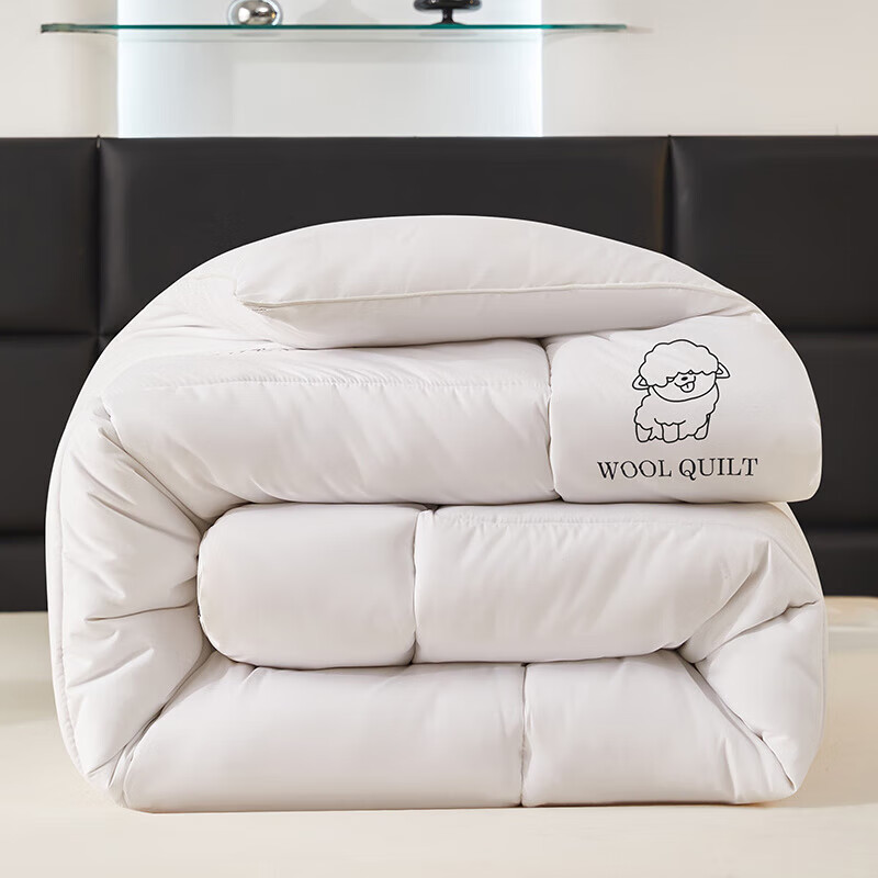 恒源祥澳洲正宗羊毛被子冬被加厚保暖春秋被单双人学生棉被芯10斤 绅士白 150*200cm 【4斤夏被】