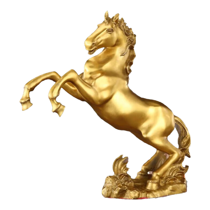 善揚純黃銅馬擺件十二生肖馬擺件銅馬到成功客廳擺件玄關辦公室裝飾品 特大號一馬當先46cm長【單尊】