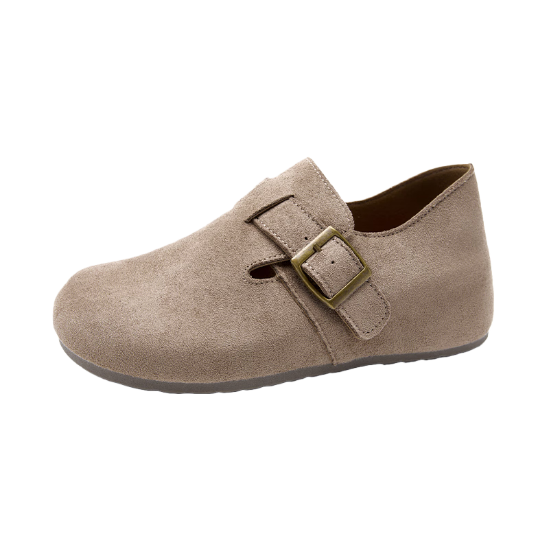 西遇（Westlink）內(nèi)增高勃肯鞋女2025新款秋季百搭復古全包軟底厚底一腳蹬單鞋 卡其色 35 (225)