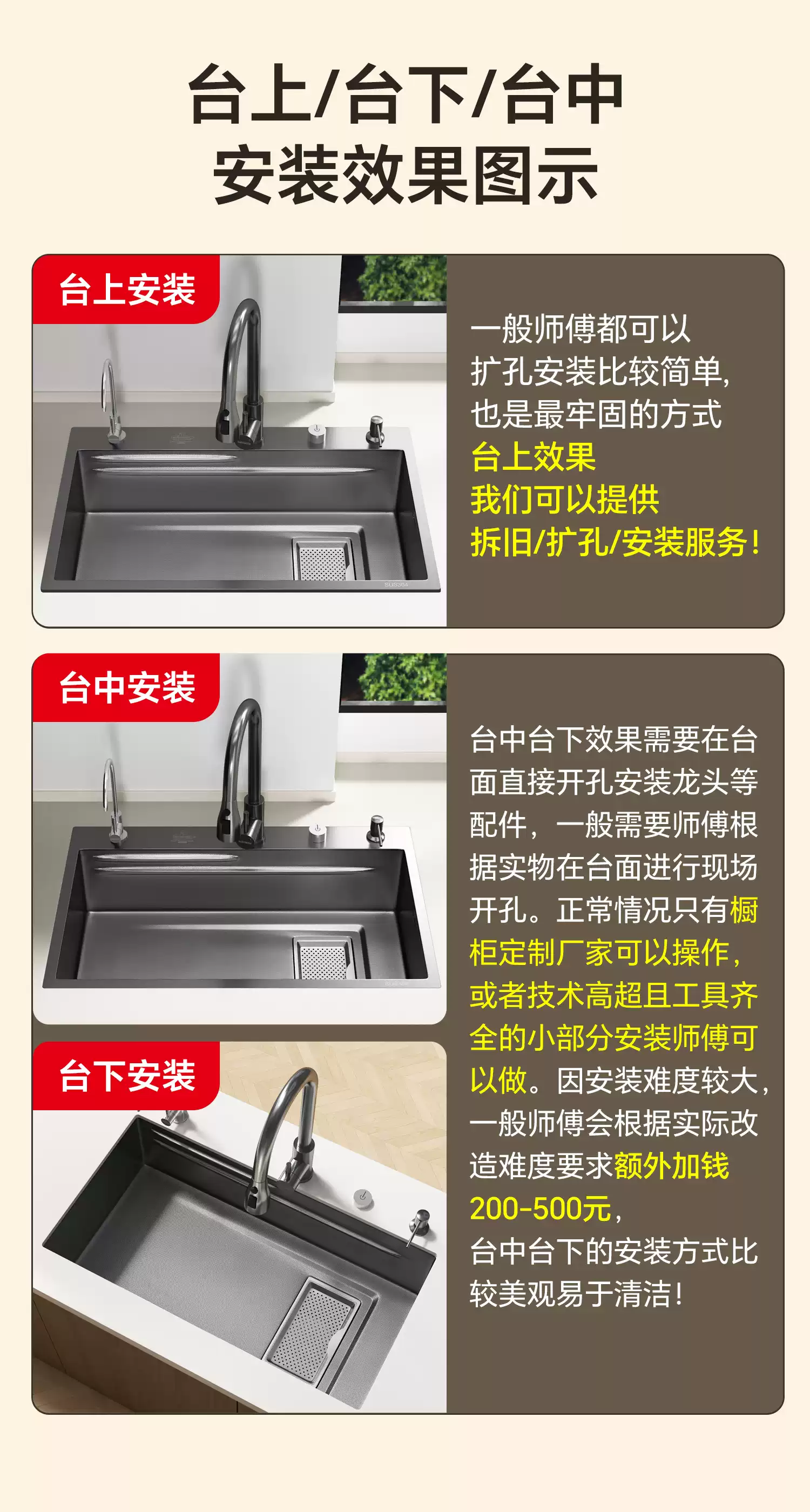 本店支持付费扩孔安装改造服务