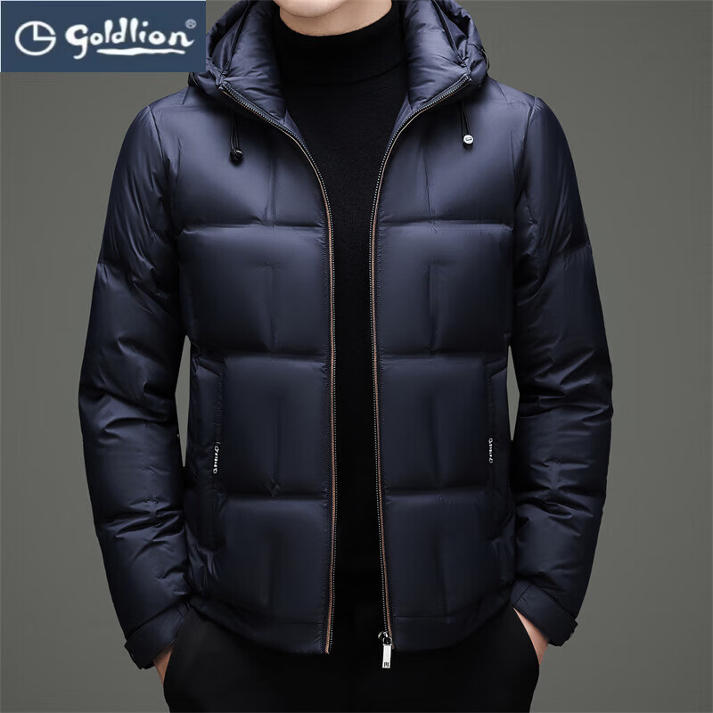 GOLDLION G+金利来男士可脱卸帽新款羽绒服冬季连帽羽绒防寒爸爸装简约休闲装 咖色 4XL 195