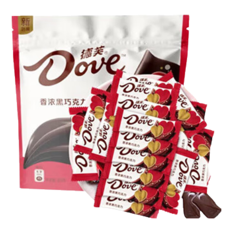 德芙（Dove）絲滑牛奶巧克力休閑零食婚慶喜糖送女友生日禮物兒童解饞充饑食品 德芙4.5g黑巧500g一斤裝