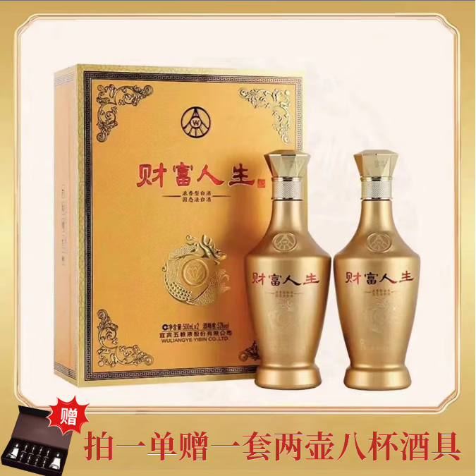 财富人生金钻 五粮液股份有限公司出品 商务宴请酒 礼盒装 52度 500mL 2瓶