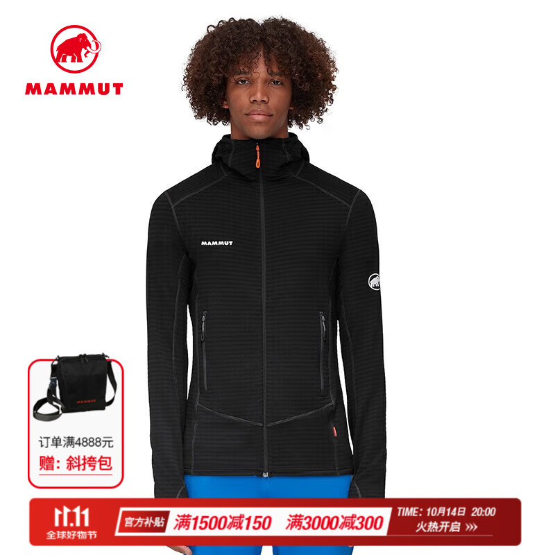 猛犸象（MAMMUT）Taiss Light 男士轻量中层衣夹克上衣抓绒衣 黑色 M