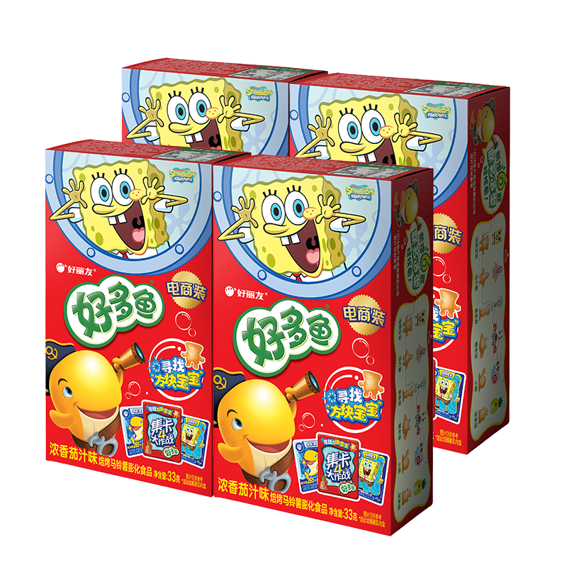 好丽友（orion）好多鱼浓香茄汁味33g4连包 休闲零食膨化食品解馋小吃