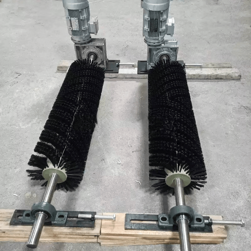电动输送带皮带清扫器毛刷辊无动力硬毛耐磨v型螺旋旋转式尼龙刷 电动