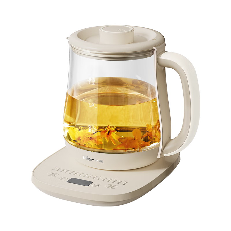 小熊（Bear）养生壶 煮茶器 烧水壶 煮茶壶 316L不锈钢多段保温迷你玻璃花茶壶 智能电热水壶1.5L YSH-E15M3