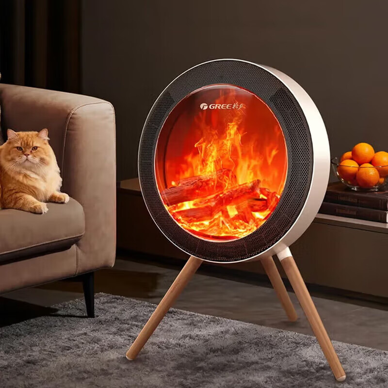 格力（GREE）石墨烯取暖器家用北欧时光篝火暖风机仿真火焰速热电暖气ECO节能 NFTD-X6020B-MF【若华金+黑】