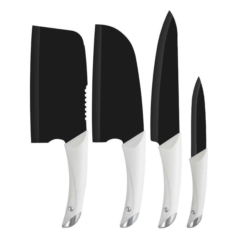 水果刀菜刀家用刀具厨房切片刀切菜刀切肉刀女士专用辅食不锈钢刀 黑钛切片刀+斩骨刀