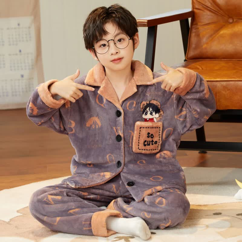 G.DUCKKIDS小黄鸭儿童珊瑚绒睡衣男童加厚保暖秋冬装中大童卡通青少年法兰绒 LDR6605-路飞 M 12码【身高120-130C 体重45-55斤】