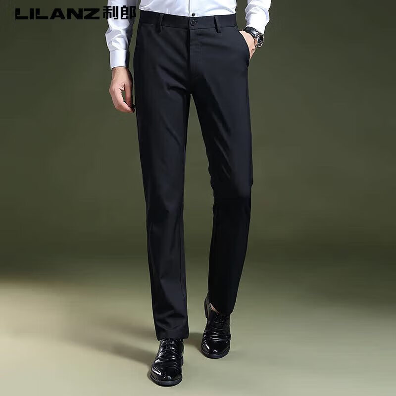 利郎男装商务免烫西裤2025秋冬新款男士长裤修身裤子正装高端休闲裤男 9868黑色品牌清仓断码 29
