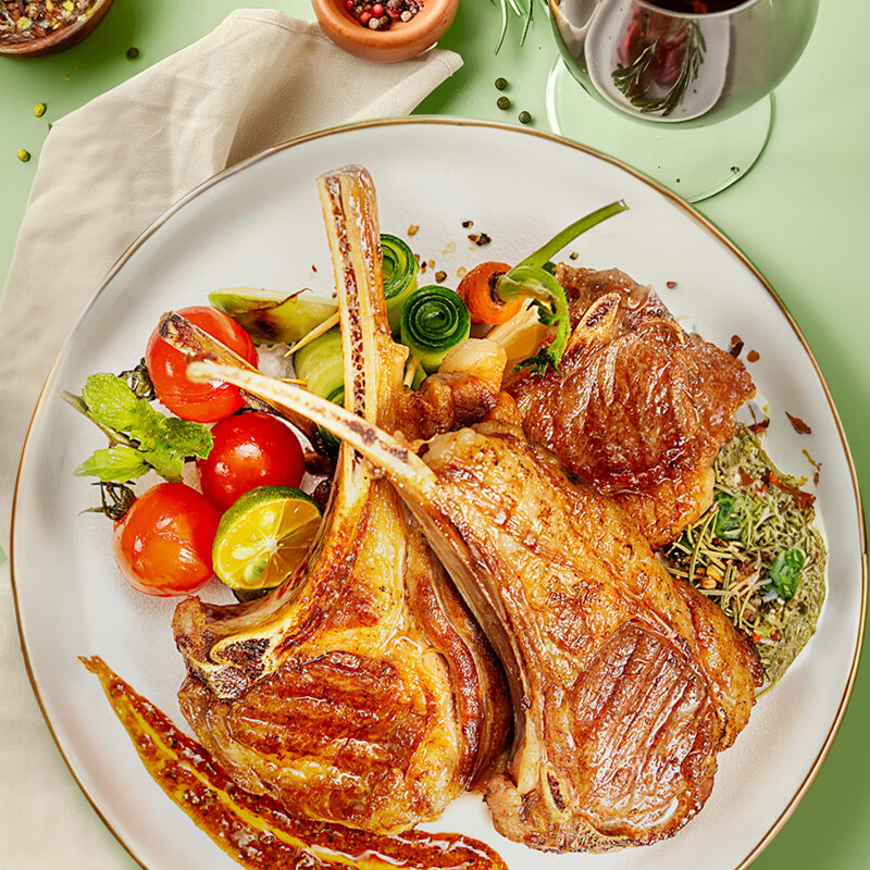 如意三宝内蒙羔羊法式羊排地中海香草风味 轻腌羊肋排露营烧烤食材生鲜 地中海香草风味法排600g*2盒