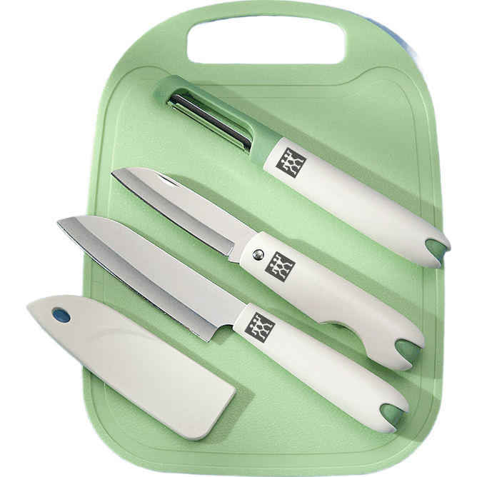 雙立人（ZWILLING）德國水果刀削皮刀折疊刀三件套廚房多功能瓜果刀刨絲器 綠點(diǎn)三件套*1
