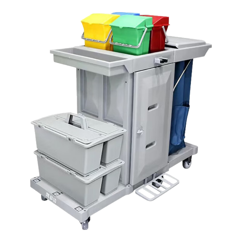 凱慕潔保潔車多功能清潔手推車酒店布草車打掃衛(wèi)生垃圾車KJ03-6