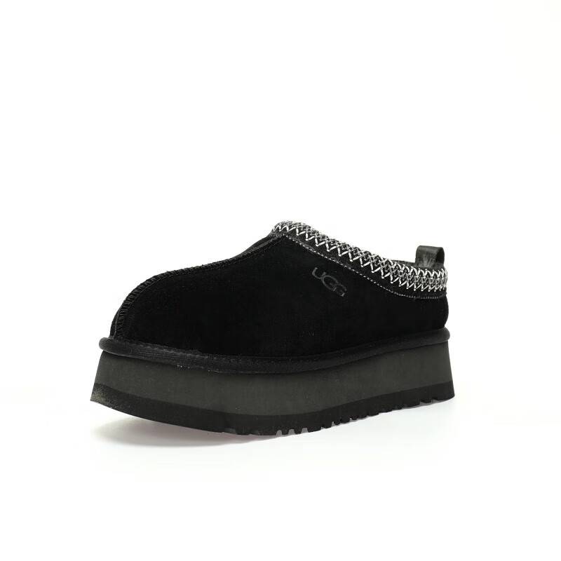 UGG EVERSHEEPSKINSUGG秋冬季女士休闲舒适厚底Tazz塔茨乐福鞋一脚蹬懒人毛毛鞋 黑色 加绒 40