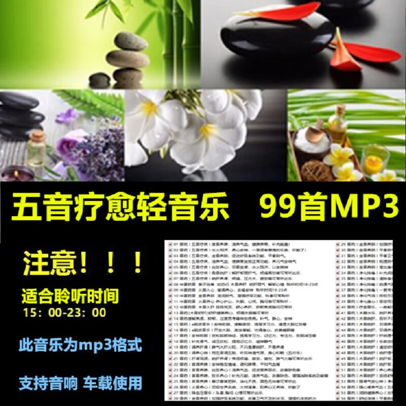 五音疗愈轻音乐u盘静心养生休闲纯音乐车载优盘舒缓放松助眠音乐 4G-99首五音轻音乐MP3