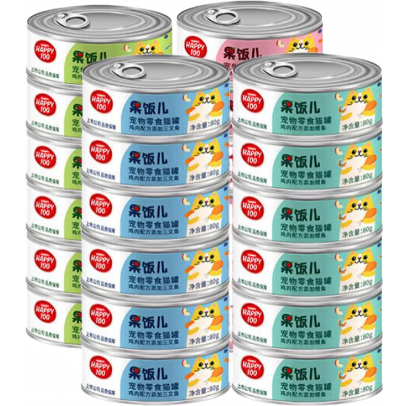 顽皮（Wanpy）猫罐头果饭汤汁猫咪罐头湿粮补水宠物零食80g 【爆款推荐】混合口味*24