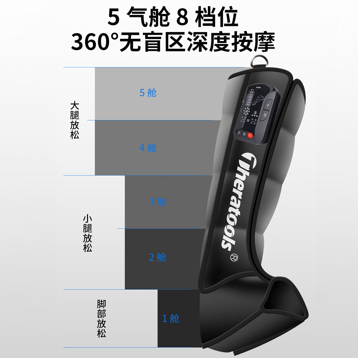 气压放松裤腿部按摩器空气波肌肉术后复健训练腿套运动设备恢复靴 【加热款】双肢+8档压力+8大功能
