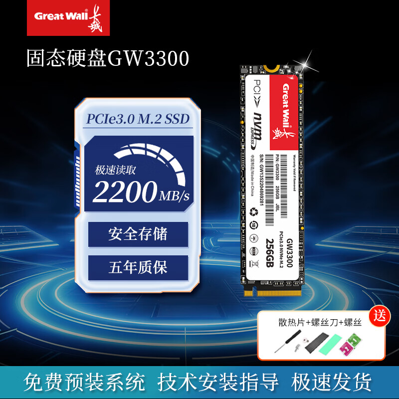 ����GW3300 GW3500 m2��̬Ӳ��PCIe3.0̨ʽ���ʼǱ����Ը���SSD 256GB/512GB/1TB/2TB GW3300-256GB 259Ԫ