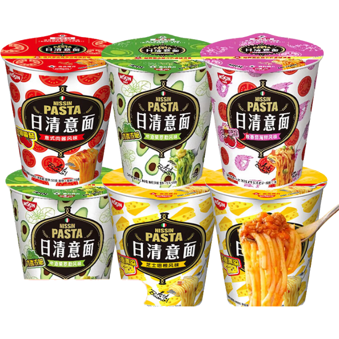 Nissin日清意面意式肉醬芝士培根速食意大利面非油炸方便泡面 【組合】3杯意式肉醬味+3杯芝士