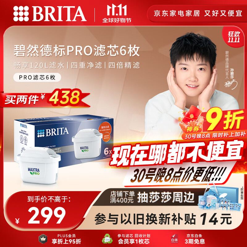 碧然德（BRITA）家用净水壶 滤水壶滤芯 MAXTRA Pro WLE 去水垢专家版PRO滤芯6只装