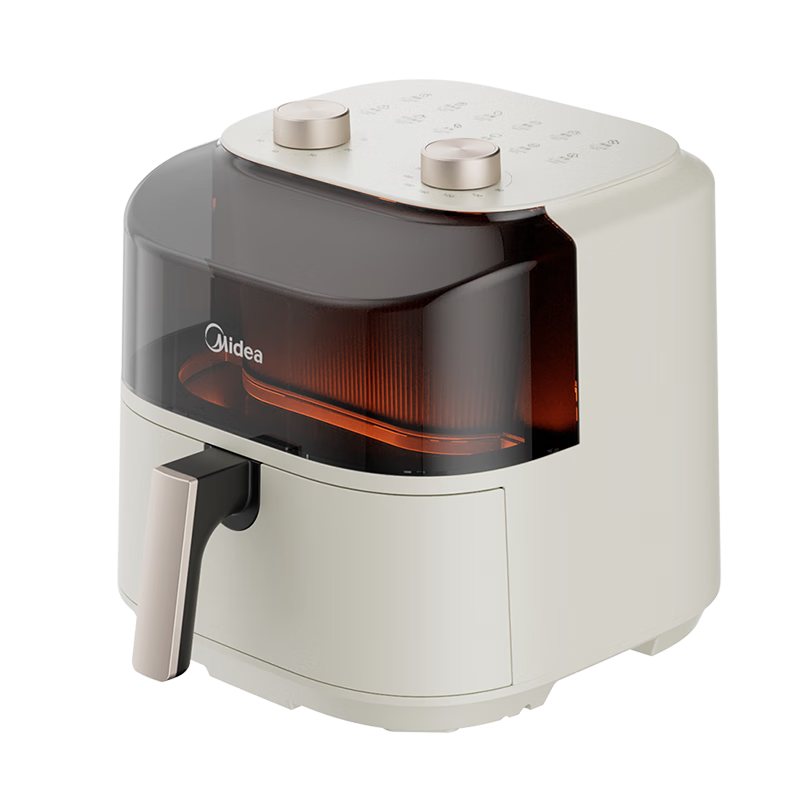 美的（Midea）空气炸锅 家用AI智能烹饪免翻面 全自动微蒸汽嫩烤 可视大视窗 大容量升级金属内腔　 【上下可视窗口】KZE6019 6L