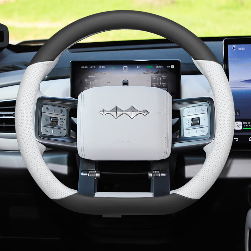 奴风适配25款方程豹钛7方向盘套专用豹豹汽车把套四季通用 方程豹通用-D型(星云灰)-皮款