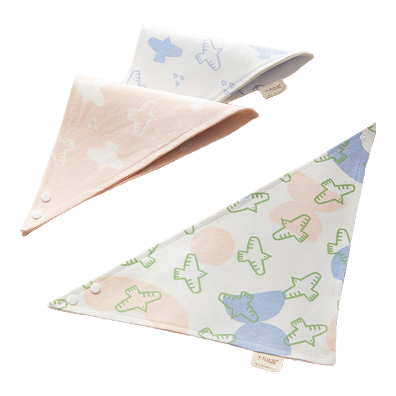 十月結(jié)晶寶寶口水巾初生嬰兒三角巾純棉圍嘴新生兒男女寶寶三角巾 3條裝三角巾SH2109(和平鴿)
