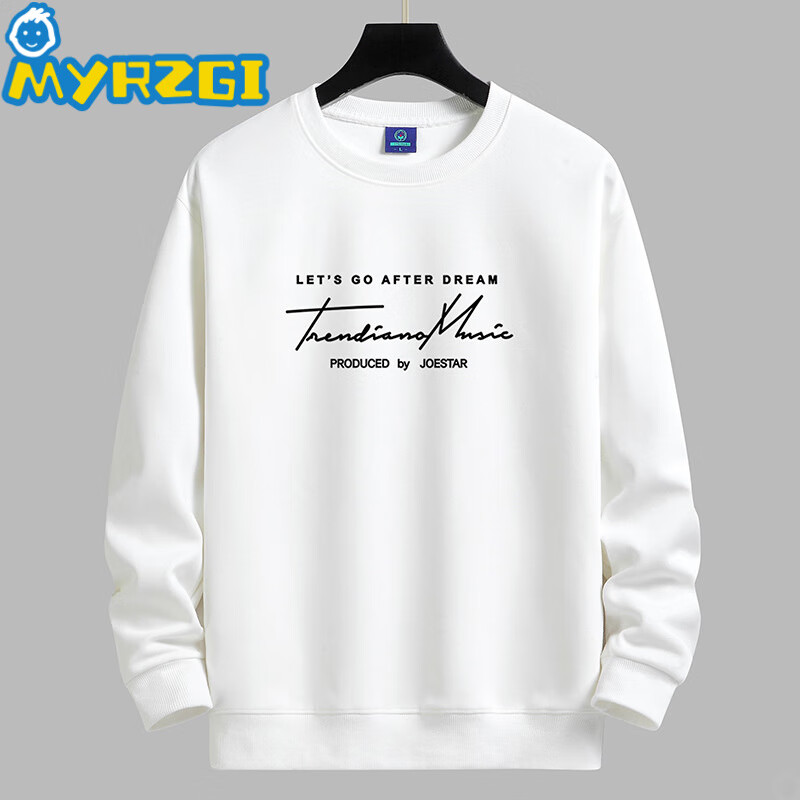 MYRZGI春秋季2025新款男女同款卫衣宽松外套头圆领长袖休闲大码潮牌上衣 白色【圆领卫衣】KM 薄款 M (建议80-110斤)