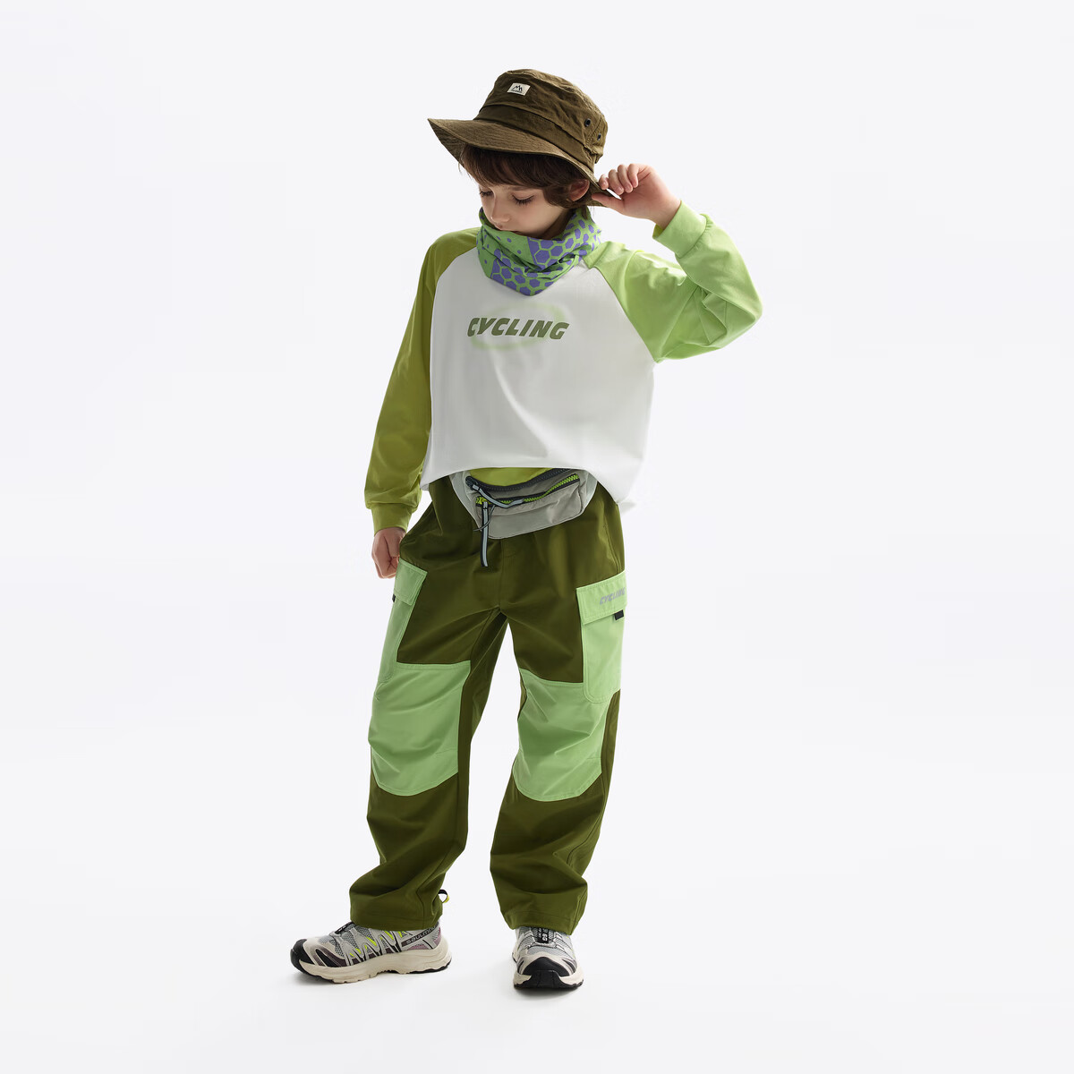 马骑顿(MQD)童装儿童2025春秋季新款男童休闲裤吸湿速干撞色百搭长裤 军绿色 120