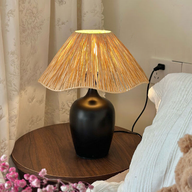 宅品日式手工侘寂風(fēng)臺(tái)燈觸摸民宿設(shè)計(jì)師中古客廳臥室中式擺件裝飾臺(tái)燈 語音+觸摸+調(diào)亮暗+調(diào)顏色9WLED