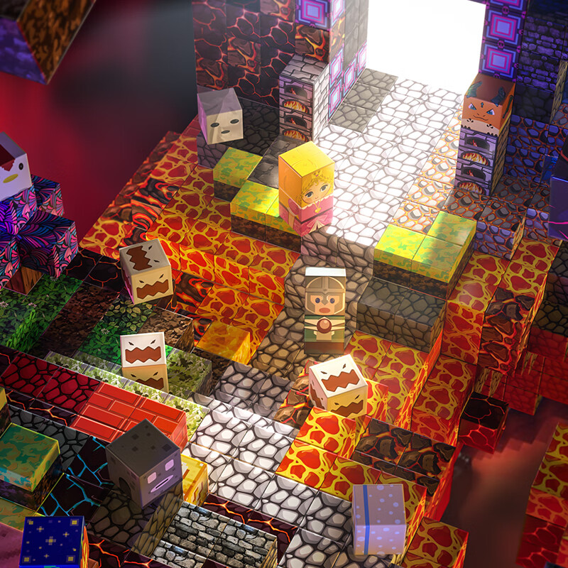 星涯优品儿童节礼物积木拼插玩具迷你我的世界磁力方块全套6-10岁男孩女孩 【性价比推荐】随机68颗粒+5人仔+27武器+收纳盒