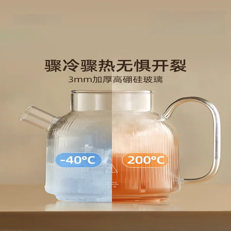美的（Midea）同款德国养生壶全玻璃电热水壶办公室迷你煮茶器炖煮一体煮茶壶家用花茶壶小型恒温 奶白色 1.5L 无茶漏/12H恒温