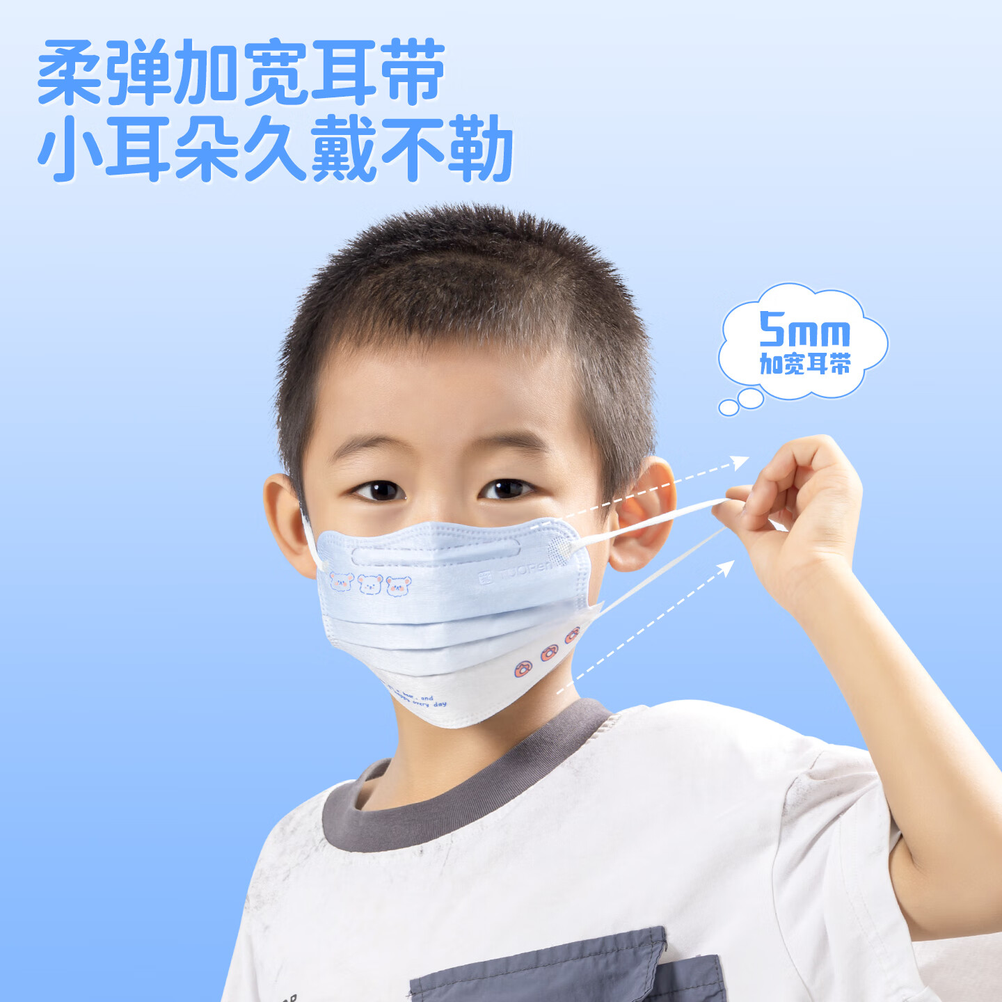 驼人康君儿童季铵盐口罩3d立体一次性独立包装蝶形高颜值冬季防风防寒口罩 紫梦甜心猫+蓝海泡泡熊 50支/盒*2盒100支独立装