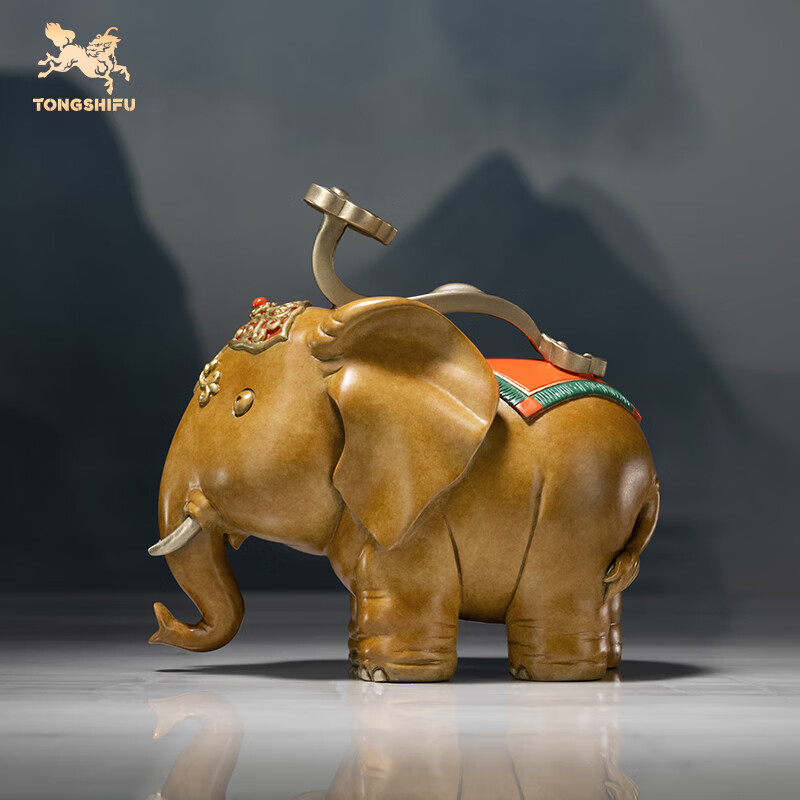铜师傅《吉象如意》客厅 桌面 铜大象摆件 家居装饰工艺品