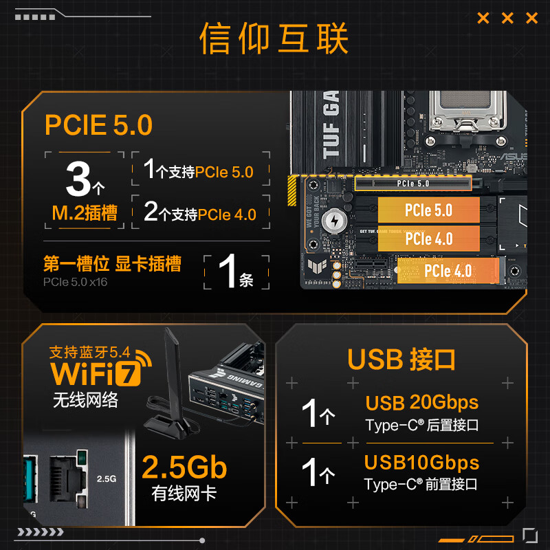 华硕 TUF GAMING B850M-PLUS WIFI7 重炮手 图 6