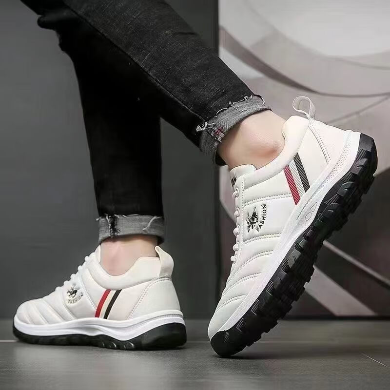 【严选好物】运动鞋耐磨跑步软底春秋季休闲透气防滑男鞋男士鞋子 保罗皮面-黑色 (一双) 40